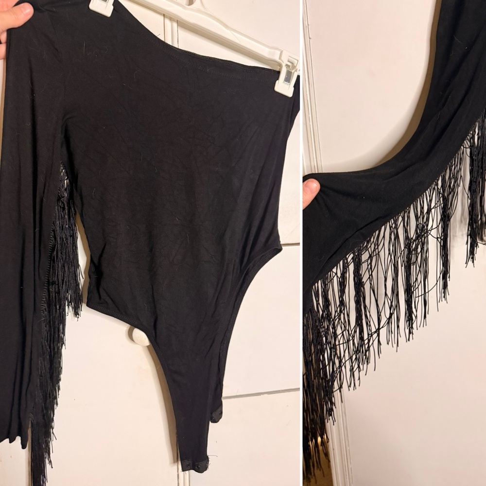 Amazon Black Fringe Bodysuit